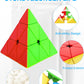 CFMOUR Speed Cube Set - Stickerless 2x2 3x3 4x4 Pyramid Magic Cubes Bundle
