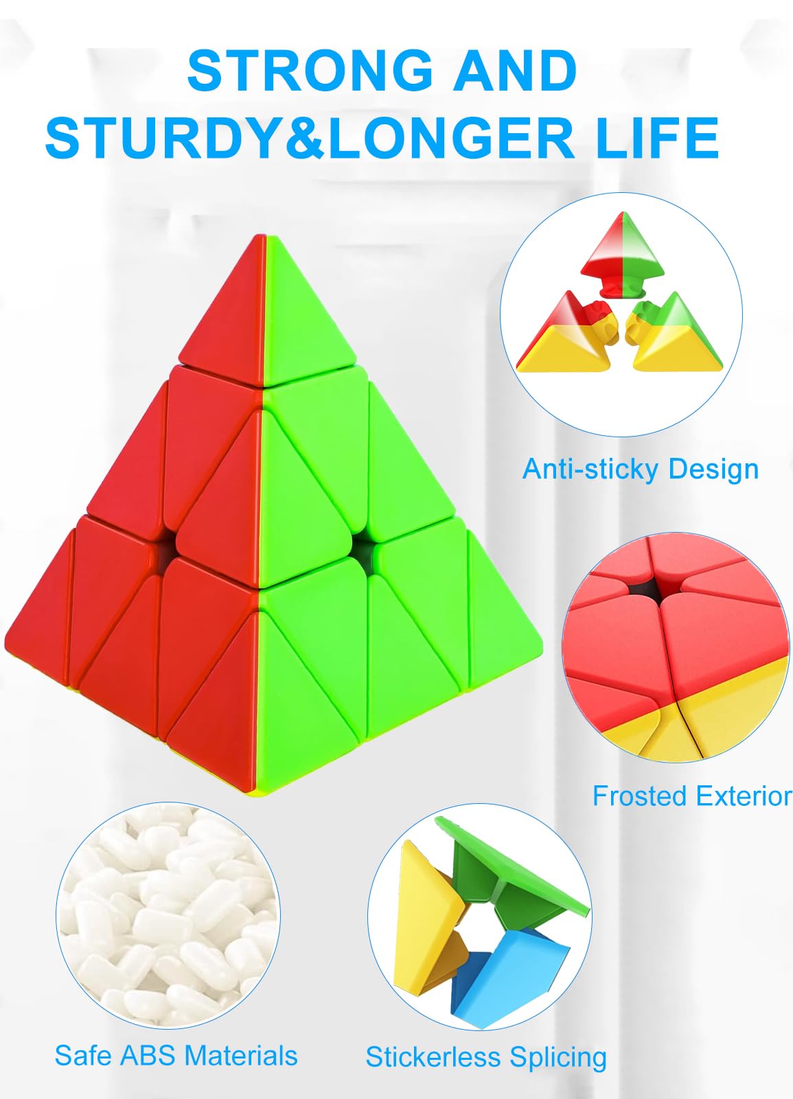 CFMOUR Speed Cube Set - Stickerless 2x2 3x3 4x4 Pyramid Magic Cubes Bundle