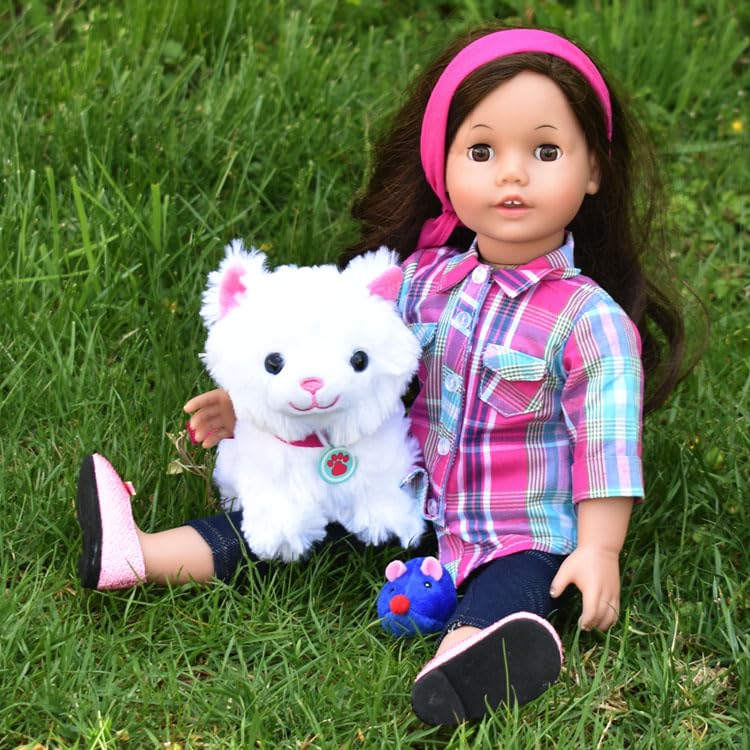 Sophia's 18" Doll 10 pc. White Plush Kitten, Carrier, and Accessories