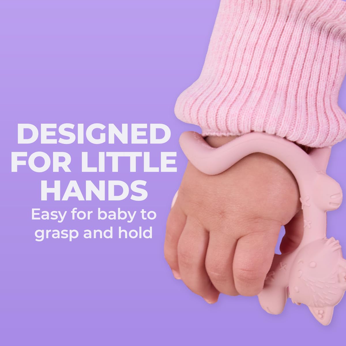 b.Box + Lansinoh Wrist Baby Teether 3m+ | Food-Grade Silicone Teething Toy for Infants | Bracelet-Design for Fewer Drops, Encourages Sensory