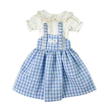 niannyyhouse Doll Clothes Shirt and Suspender Skirt Set Compatible with Blythe, OB24, Ball Jointed Dolls, Dress Up Accessories (Blue)