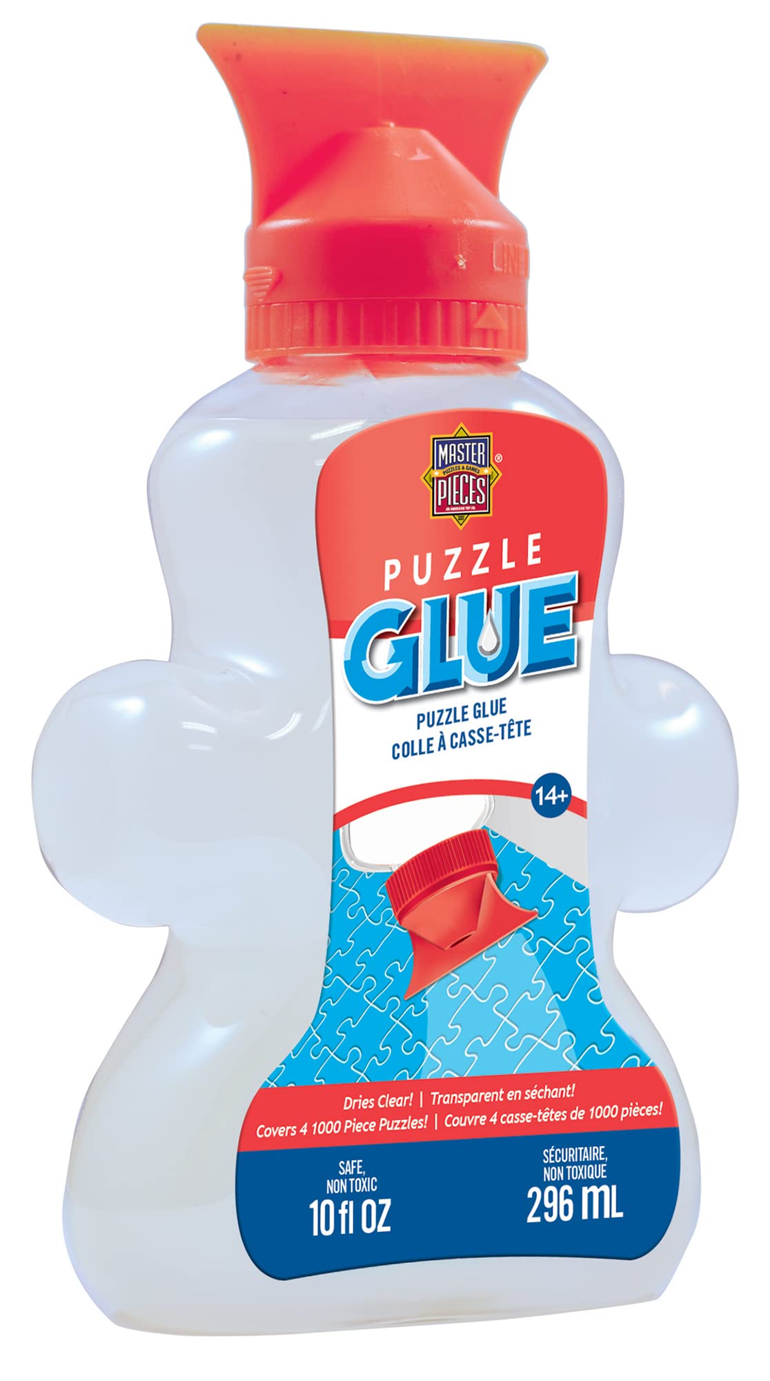MasterPieces - Jigsaw Puzzle Glue Bottle with Swivel Spreader Cap, 10oz - Clear
