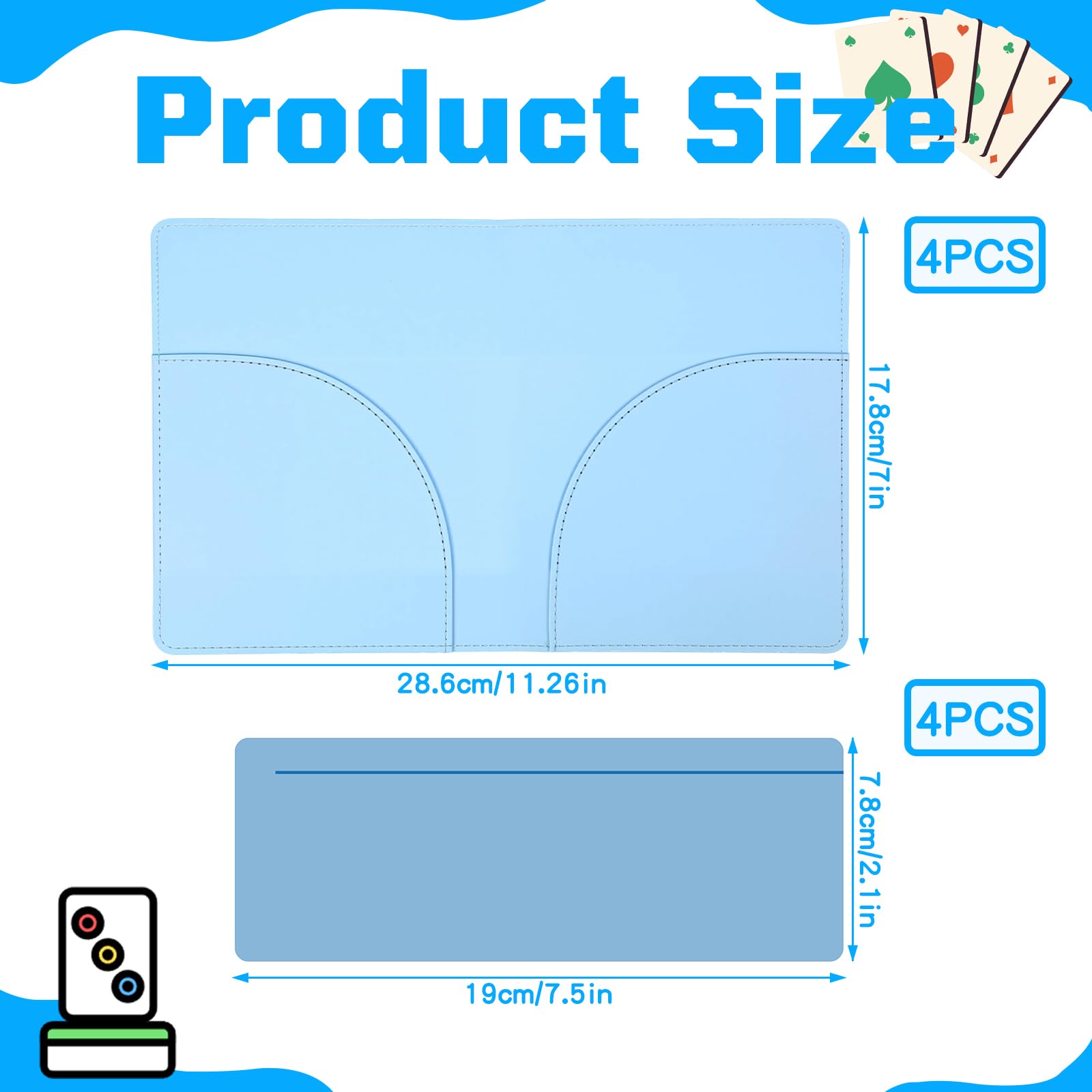 plaCredgai Mahjong Card Holder Set of 4-11.25 x 7 in Waterproof PU Leather Mahjong Card Sleeve/Cover with 4 Matching Card Guide Aligners, Foldable