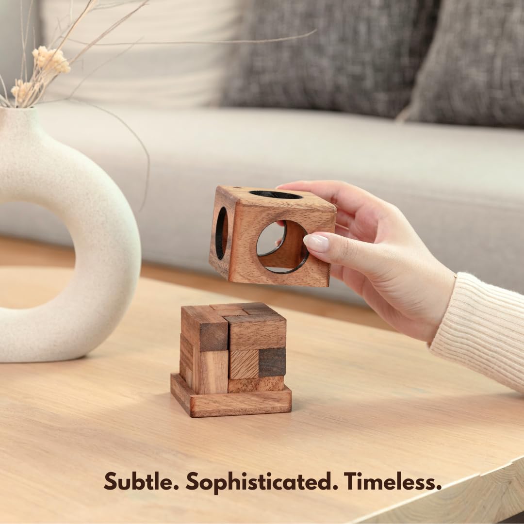SOMA Cube Game: Wooden Puzzle for Adults Handmade 3D Brain Teaser Cube Brain Teaser Puzzle STEM Skill Builder Interlocking Game. Handmade Desk Accent