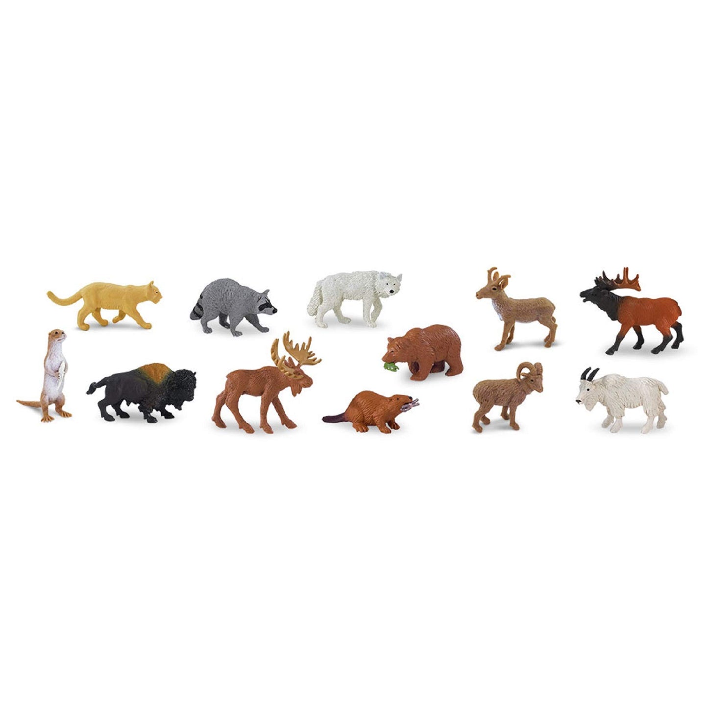 Safari Ltd. North American Wildlife TOOB - 12 Hand-Painted Mini Figurines Including Grizzly Bear, Bison, Moose, & More - Educational Toy Figures