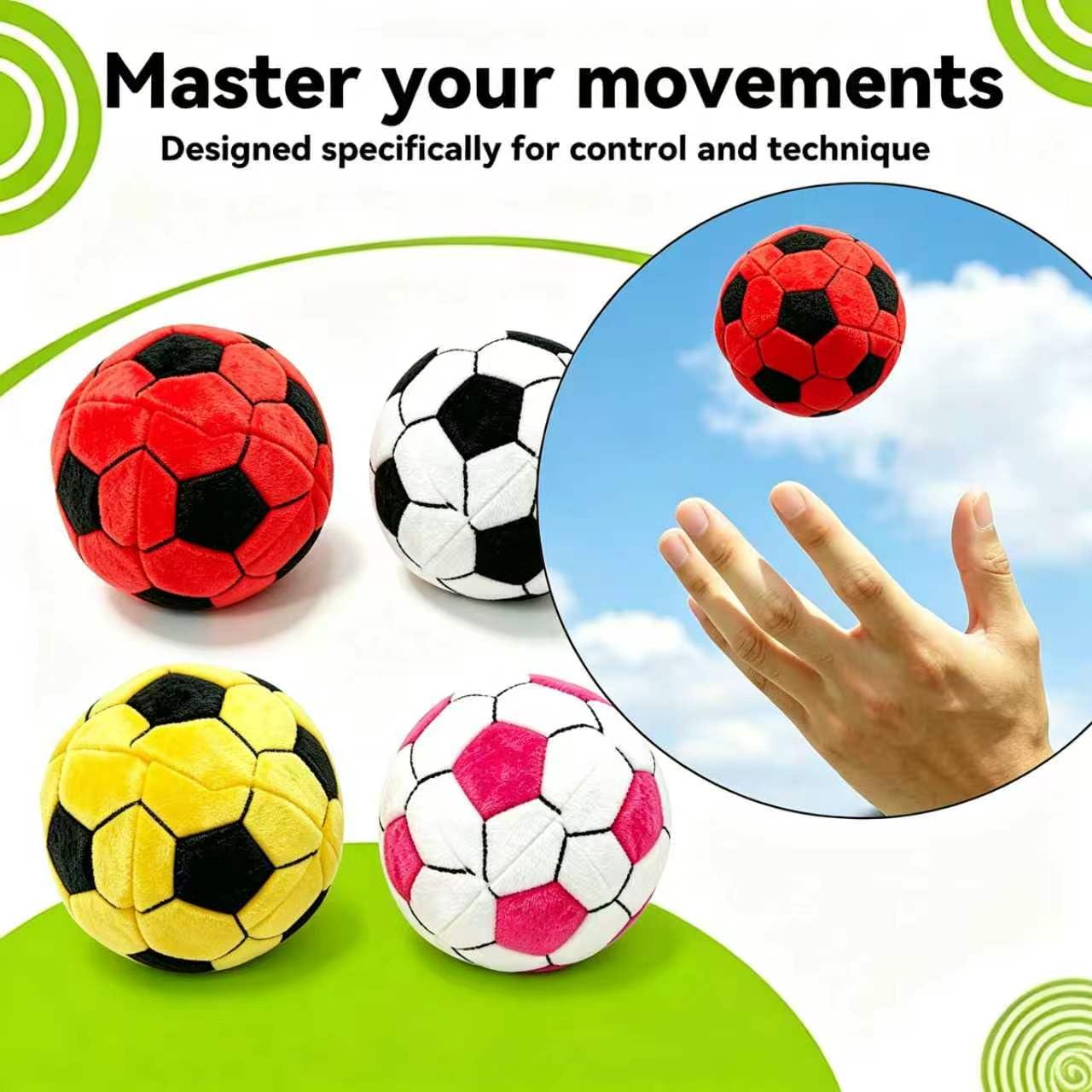 EAKSA 4Pack Soft Soccer Footbags, Juggling Balls for Foot Coordination, Lightweight Mini Kick Balls for Teens & Adults, Helps Improve Agility