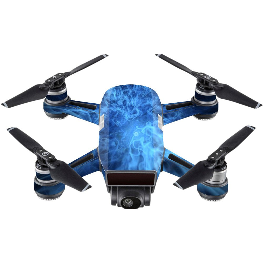 MightySkins Skin Compatible with DJI Spark Mini - Blue Mystic Flames | Protective, Durable, and Unique Vinyl Decal wrap Cover | Easy to Apply, Remove