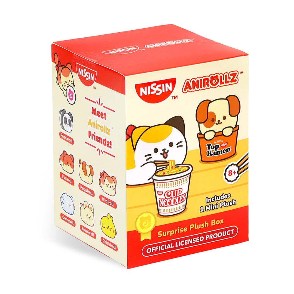 Anirollz x Nissin Surprise Plush Box - 1 Random Mini Plush Toy - Official Cup Noodles & Top Ramen Plush - Soft & Collectible Blind Box Stuffed Animal