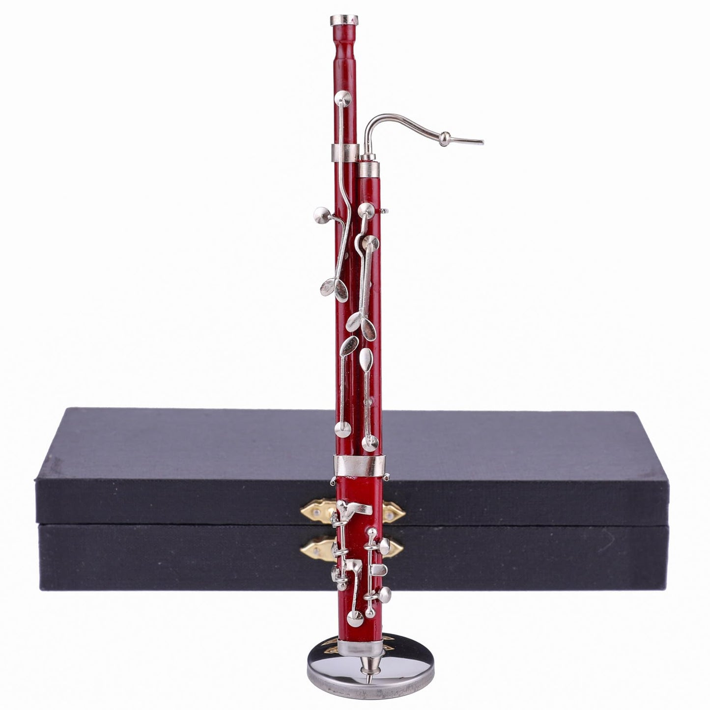 Dselvgvu Miniature Bassoon with Stand and Case Mini Musical Instrument Bassoon Replica Collectible Figurines Dollhouse Accessories Model Home