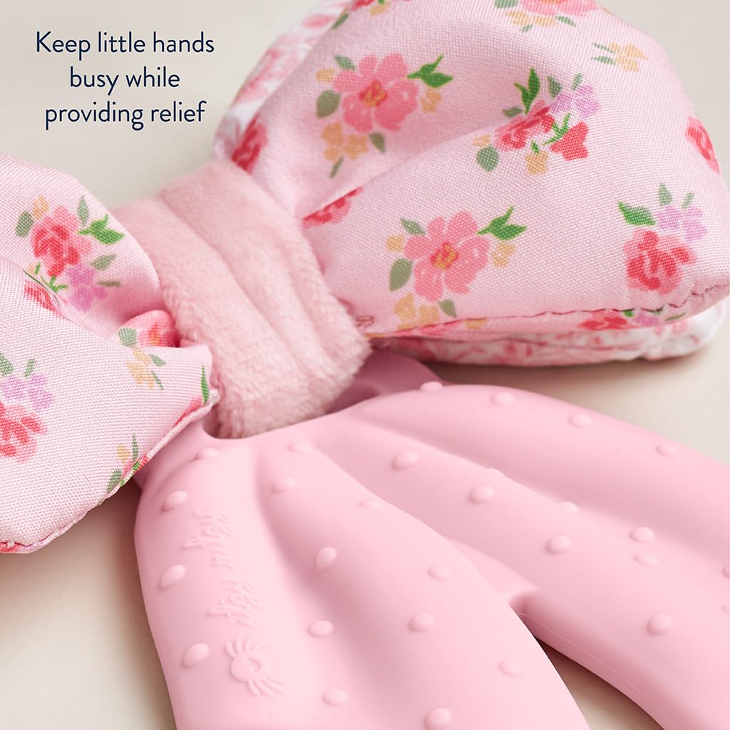 Itzy Ritzy Crinkle Teether Toy - Bow Teething Toy Includes Silicone, Velour & Crinkle Material - Features Multiple Textures for Teething Relief