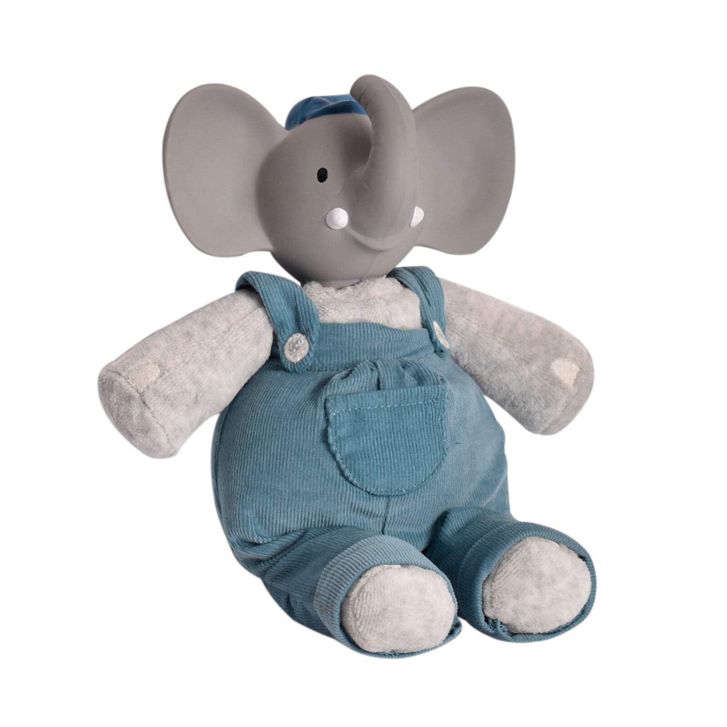 Mini Alvin The Elephant Baby Toy - 8 inch Organic Cotton Plush with Natural Rubber Teether Head | Safe Non-Toxic Newborn Teething Toy & Soft Cuddle