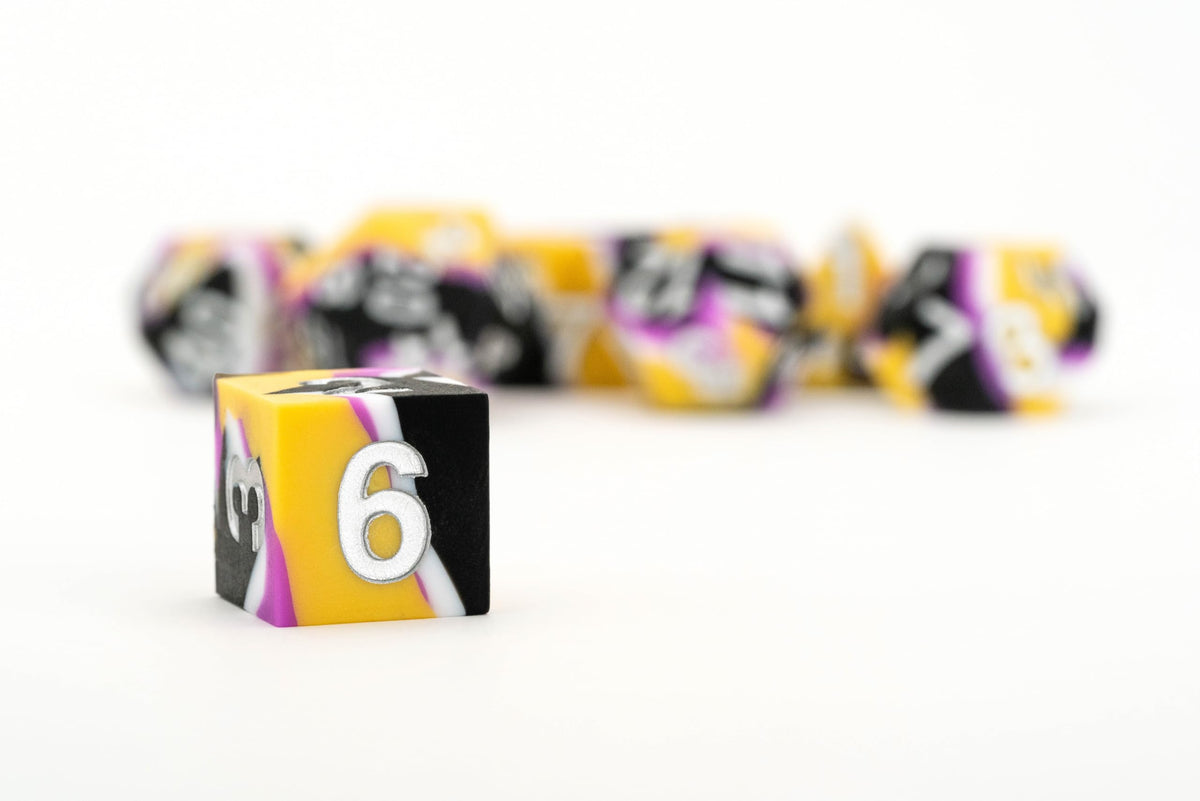 FanRoll 16mm Pride Sharp Edge Silicone Rubber Poly Dice Set: Nonbinary