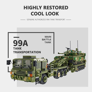 FULHOLPE 99A Tank Transporter Building Blocks Set, MOC Military Tank Model Bricks Construction Toy Compatible with Major Brands - 2784 Pieces