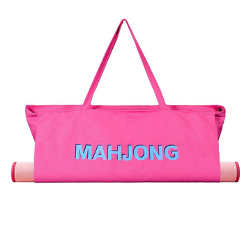 CTHMTMXS Rose Red Mahjong Bags for Tiles and Racks, 28x9 Inch Empty Mahjong Tote Bag with Zipper Closure and Outer Pockets, 16 OZ Canvas Waterproof