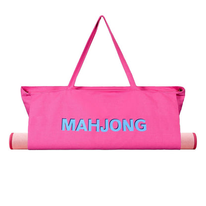 CTHMTMXS Rose Red Mahjong Bags for Tiles and Racks, 28x9 Inch Empty Mahjong Tote Bag with Zipper Closure and Outer Pockets, 16 OZ Canvas Waterproof