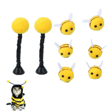 ArrErr 8 Pack Wool Felt Bees with Bee Tentacle Antenna 1 Inch Plush Bee Decor for Bees Tentacle Headbands Gender Reveal Party Baby Shower Themed Event