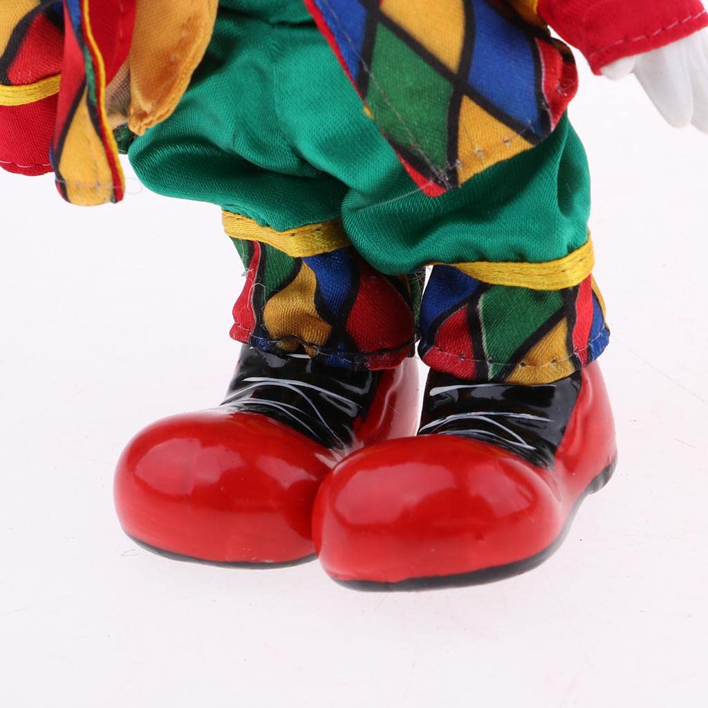 Baosity 18cm Hand Painted Porcelain Clown Doll Figure Doll Halloween Decor Ornaments