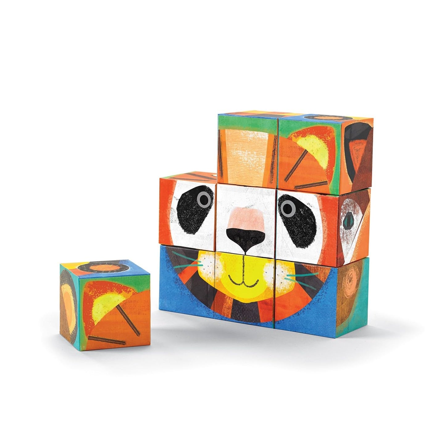 Crocodile Creek 9-Piece Puzzle Blocks - Make-A-Face Mix and Match Block Set Game for Kids Ages 3 and Up - Made of Sturdy Cardboard - Zoo Animals - 9