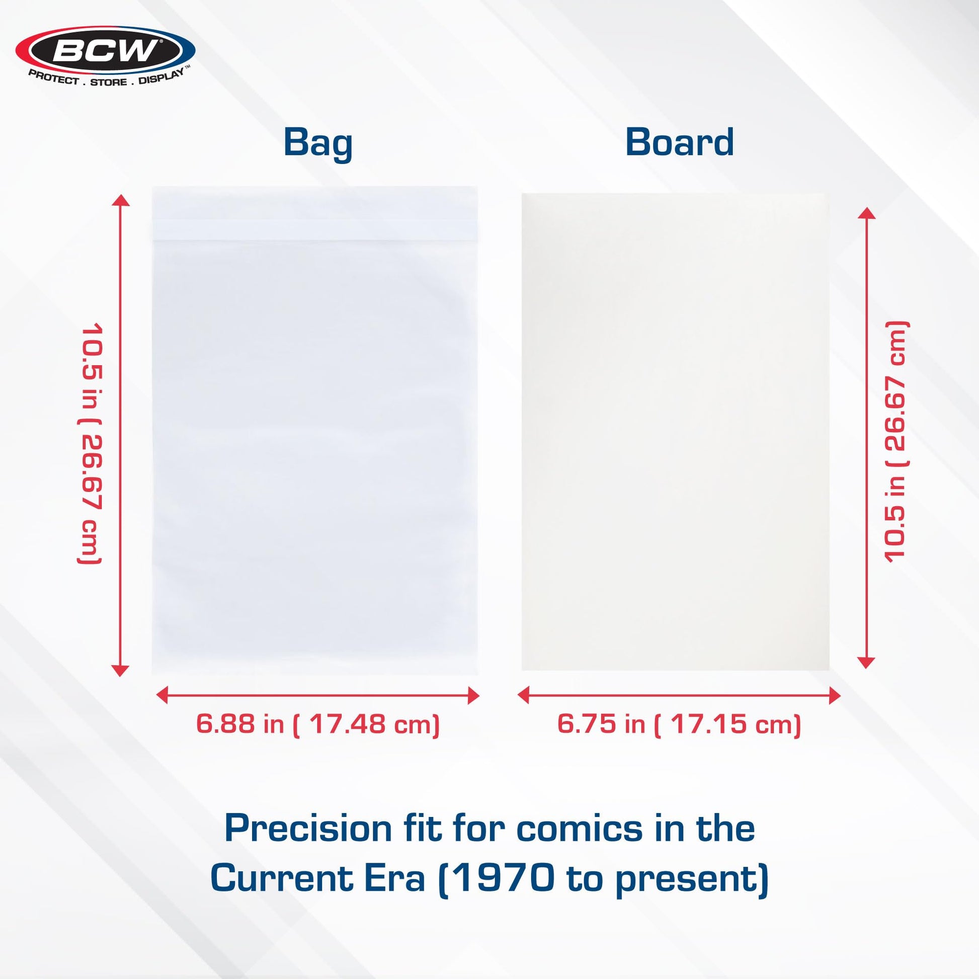 BCW Resealable Current Comic Book Combo Pack | 100 Pack for Acid-Free Backing Boards & Resealable Bags | Comic Book Storage & Protection | Fits