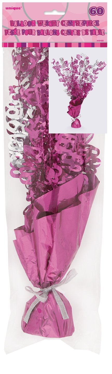 Unique Party 56480 - Glitz Pink 60th Birthday Balloon Weight Centrepiece