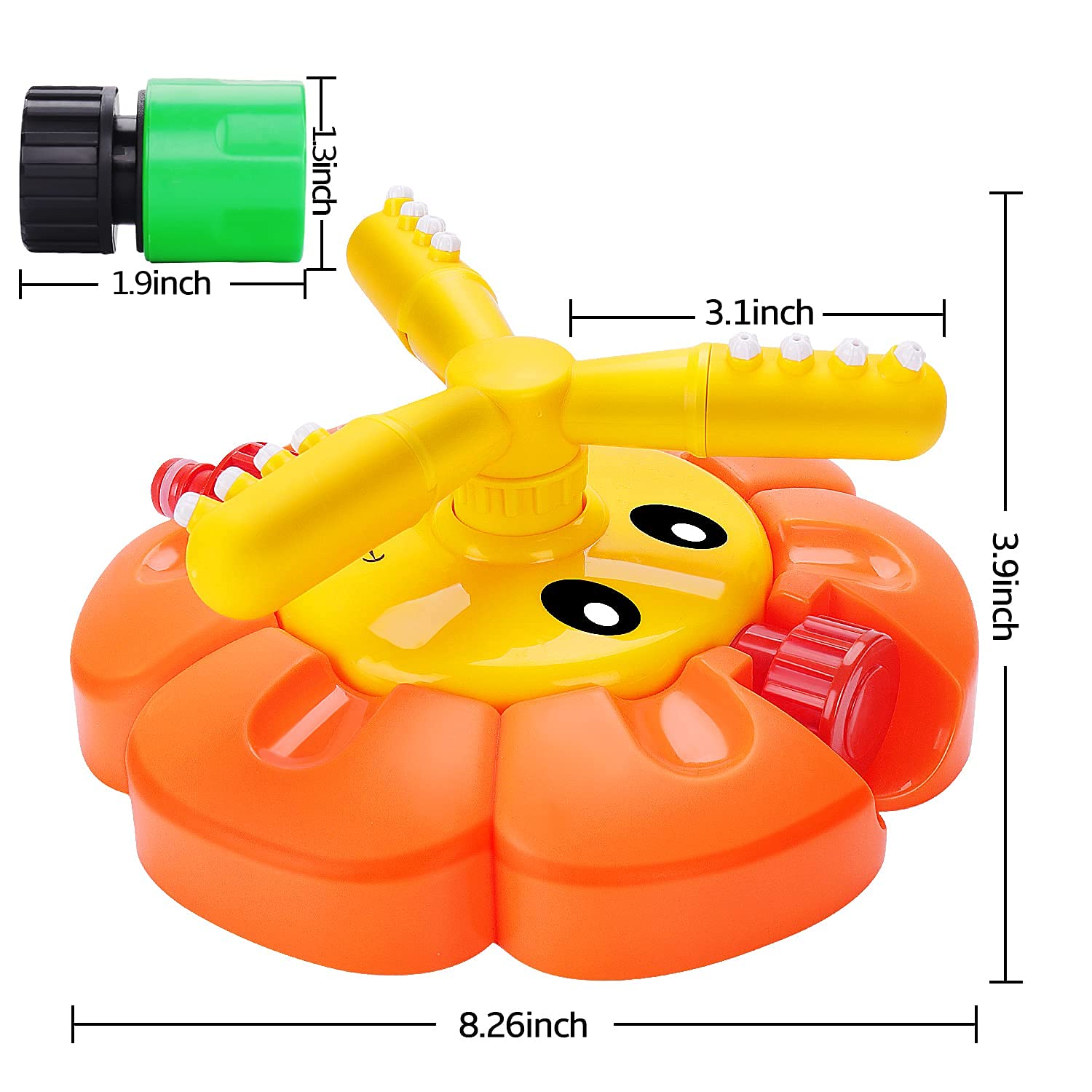 Water Sprinkler for Kids Toddlers Sprinklers with Roating Spray Nozzles Attaches Garden Water Hose Outdoor Play Outside Toys 3-4 Summer Backyard Lawn