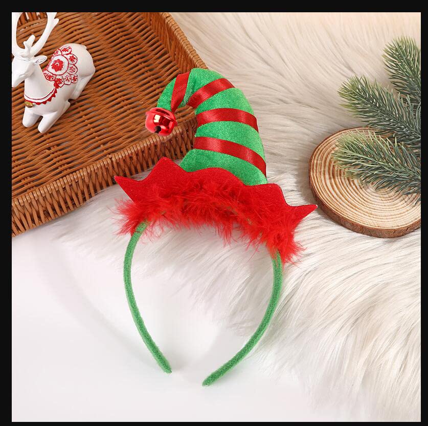 Utavu Elf Hat Headband Christmas Halloween Holiday Party Cute Hair Hoop Headwear for Adult