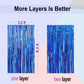 Blue Foil Fringe Curtain- 4 Pack of 3.2x8.2ft Blue Streamers Backdrop Curtains for Party Decorations