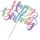 Naicaek Handmade Glitter Happy Birthday Cake Topper,Birthday Party Cake Decorations, Anniversary/Birthday Party Decoration Supplies (Rainbow)