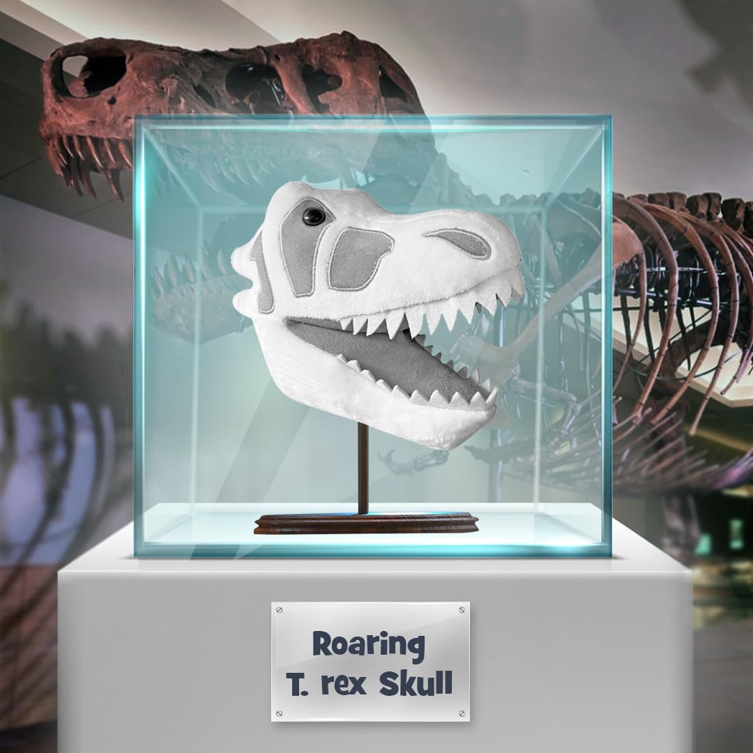 Fuzzy Fossils Roaring T rex Stuffed Animal, T rex Plush, Dinosaur Stuffed Animal, Tyrannosaurus Rex Toy, Dinosaur Skull Decor, Dinosaur Pillow