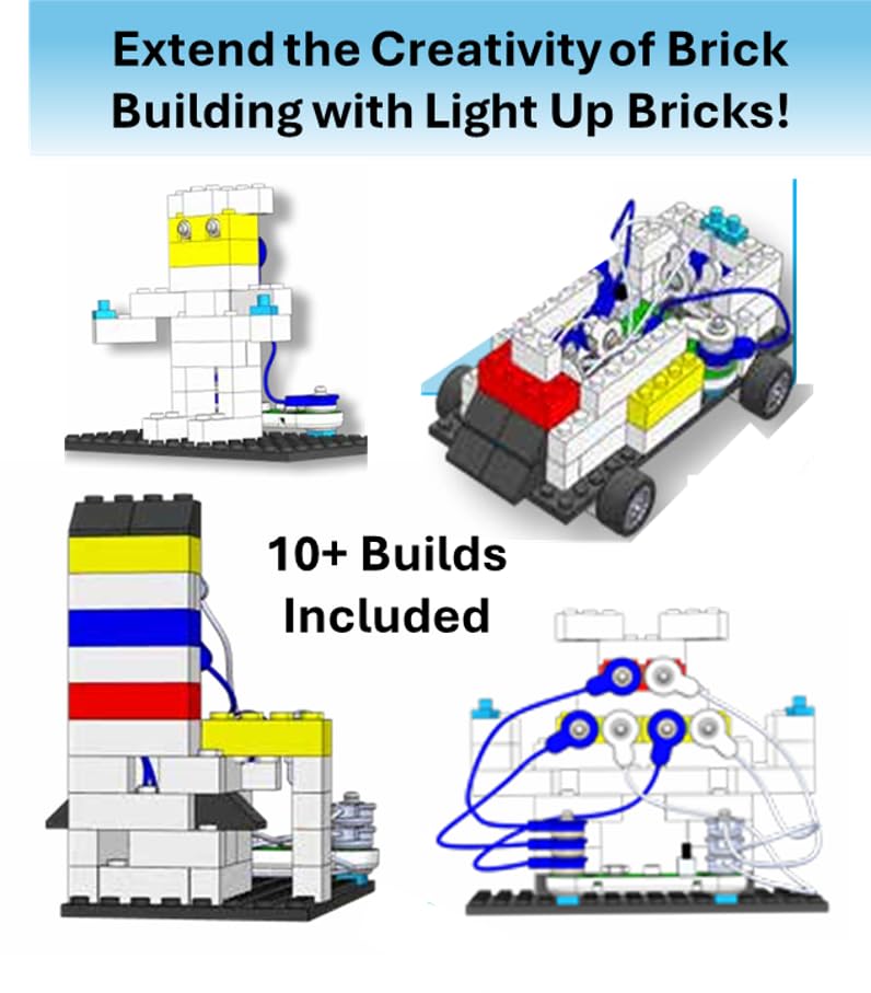 Snap Circuits BRIC Light, Building Bricks & Electric Circuit Kit for Kids, STEM Educational Toy for Kids 8+, Light Up Bricks, 10 Builds Included