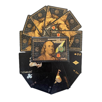 blinkee 100 Dollar Bill Black Gold Silver 24k Plated Waterproof Poker Playing Cards