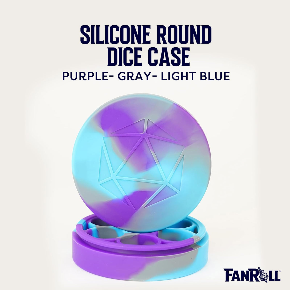 Metallic Dice Games FanRoll Silicone Round Dice Case: Purple/Gray/Light Blue, Role Playing Game Dice Accessories for Dungeons and Dragons
