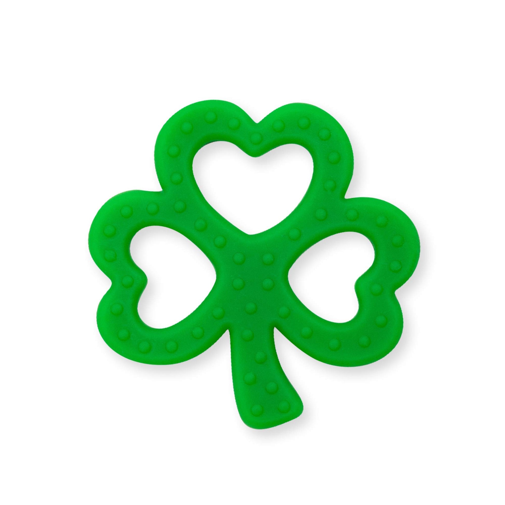 Clover Child Irish Baby Teething Toy - Shamrock Clover Teether & Pacifier Clip- Multi Textured, Soft, BPA Free Silicone