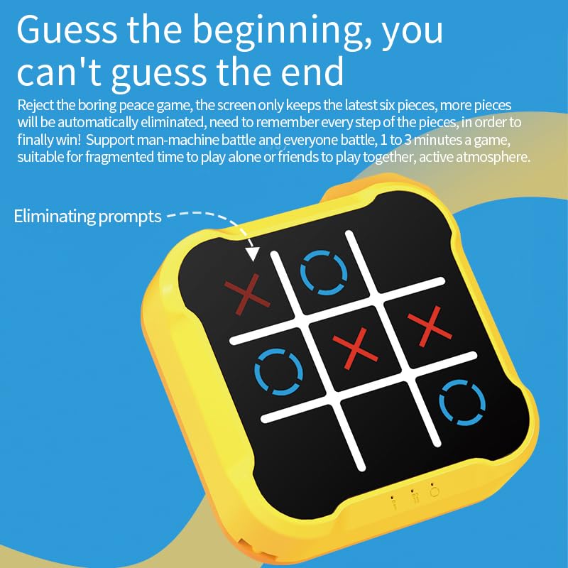 Tic Tac Toe, 4 in 1 Handheld Educational Game Machine, Electronic Tic Tac Toe Game for Education and Memory Growth, Home, Toy Board Game for Kids