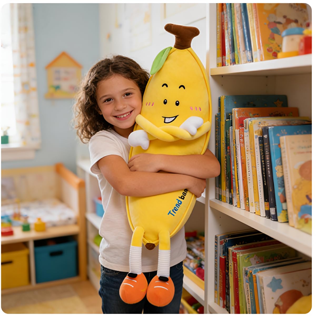 OPHRBU 31.5-inch Yellow Banana Plush Body Pillow Soft Hugging Toy for Kids