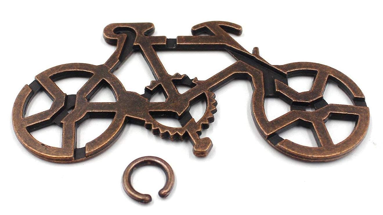 SHUYUE Bicycle Metal Puzzle Lock IQ Test Mind Game Toys Brain Teaser Metal Puzzles Magic Trick Toy for Kids and Adults