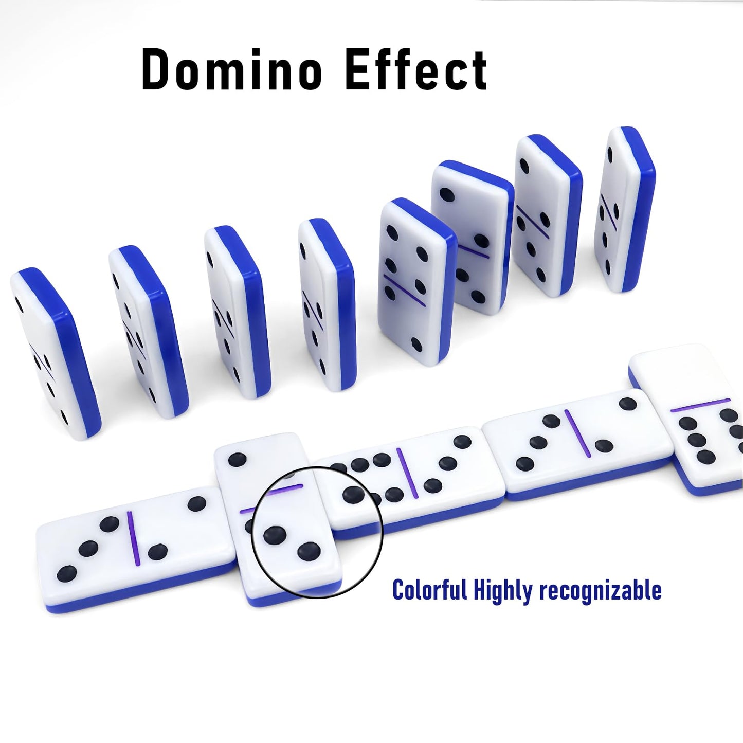 IDTQ Dominoes Set for Adults, Double 6 Dominos Game Set with 28 Domino Tiles Double with Upscale Gift Boxes -7 Polyhedral Dice -Classic Board Games