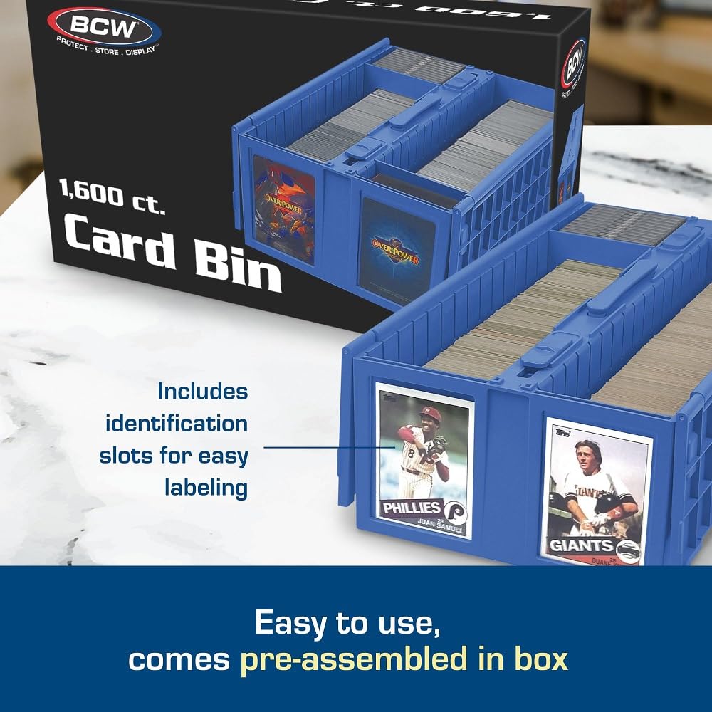 BCW Collectible Card Bin - (Single, Blue) | Holds up to 1600 Cards | Plastic Storage Box for Pokémon, MTG & Sports Cards