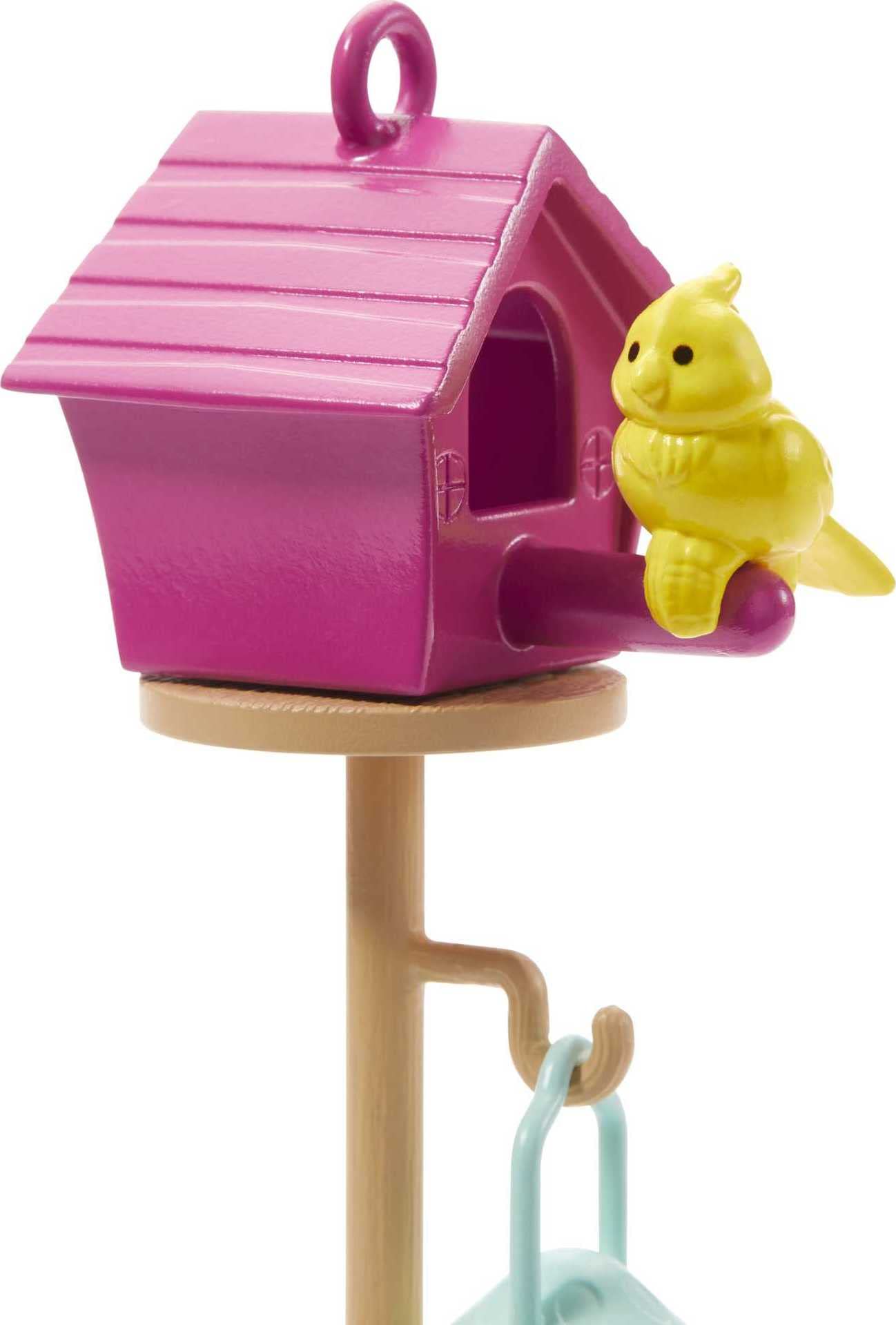 Barbie Furniture & Accessories Set, Doll House Décor, 10+ Pieces for Backyard Patio with Chair, Firepit, Birdhouse, Bird & More