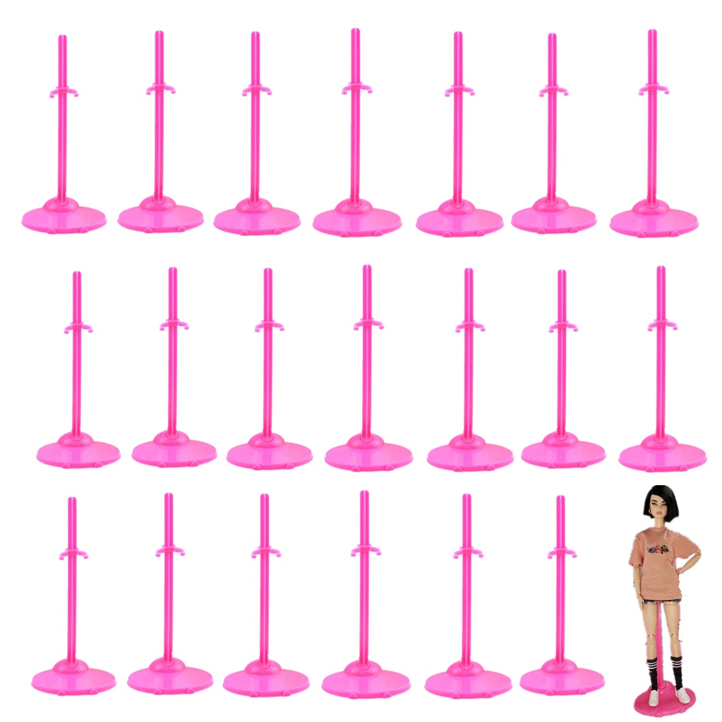 APOHALO Toy Stand Support for Dolls & Action Figures, 20 PCS Prop Up Mannequin Model Display Holders, 11" to 13" Dolls Accessories, Pink Rose