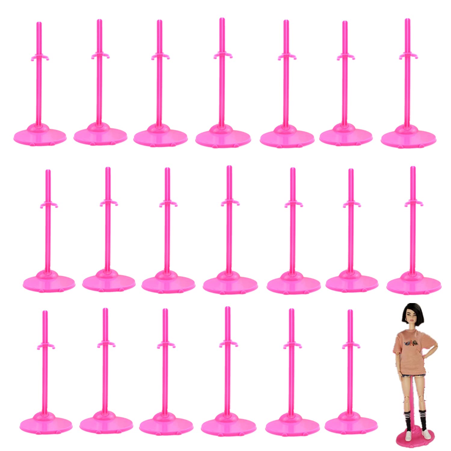 APOHALO Toy Stand Support for Dolls & Action Figures, 20 PCS Prop Up Mannequin Model Display Holders, 11" to 13" Dolls Accessories, Pink Rose