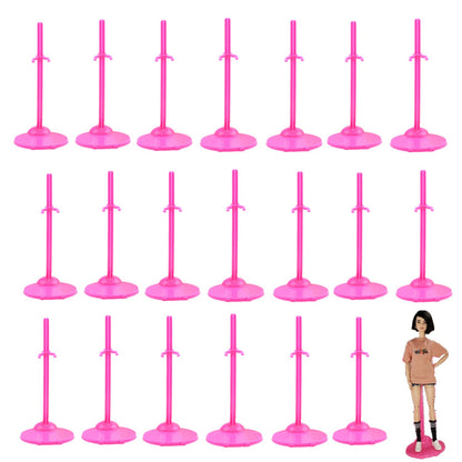 APOHALO Toy Stand Support for Dolls & Action Figures, 20 PCS Prop Up Mannequin Model Display Holders, 11" to 13" Dolls Accessories, Pink Rose