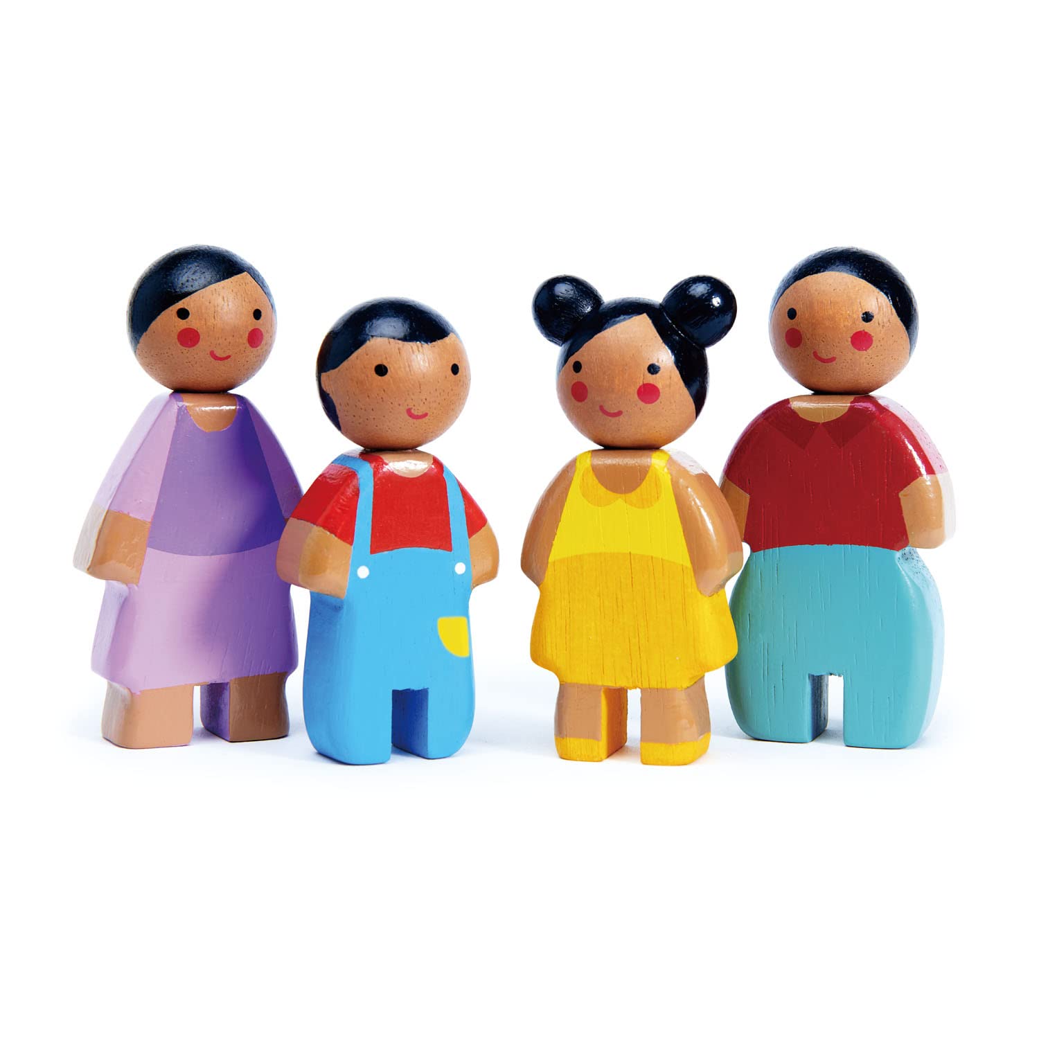 Tender Leaf Toys - Sunny Doll Family - Set of 4 Multicultural Wooden Dolls for Miniature Games and Doll House Play - Inspires Endless Imaginative Play