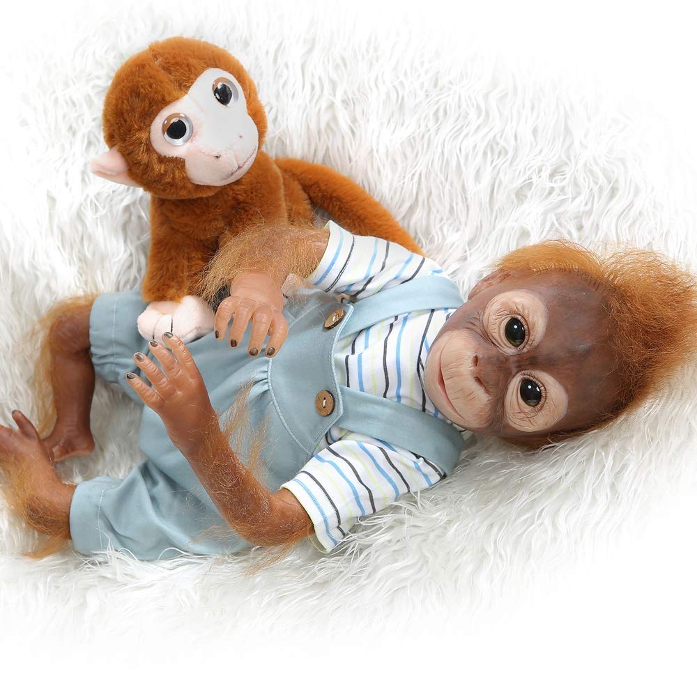 ZIYIUI 21 Inch Newborn Realistic Baby Doll Silicone Vinyl Reborn Monkey Dolls with Weighted Body Lifelike Flexible Collectible Art Doll That Look Real