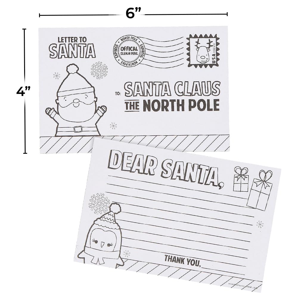 Fun Express Color Your Own Letter To Santa Postcards - Set of 24 - Christmas Crafts for Kids