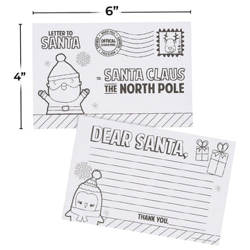 Fun Express Color Your Own Letter To Santa Postcards - Set of 24 - Christmas Crafts for Kids