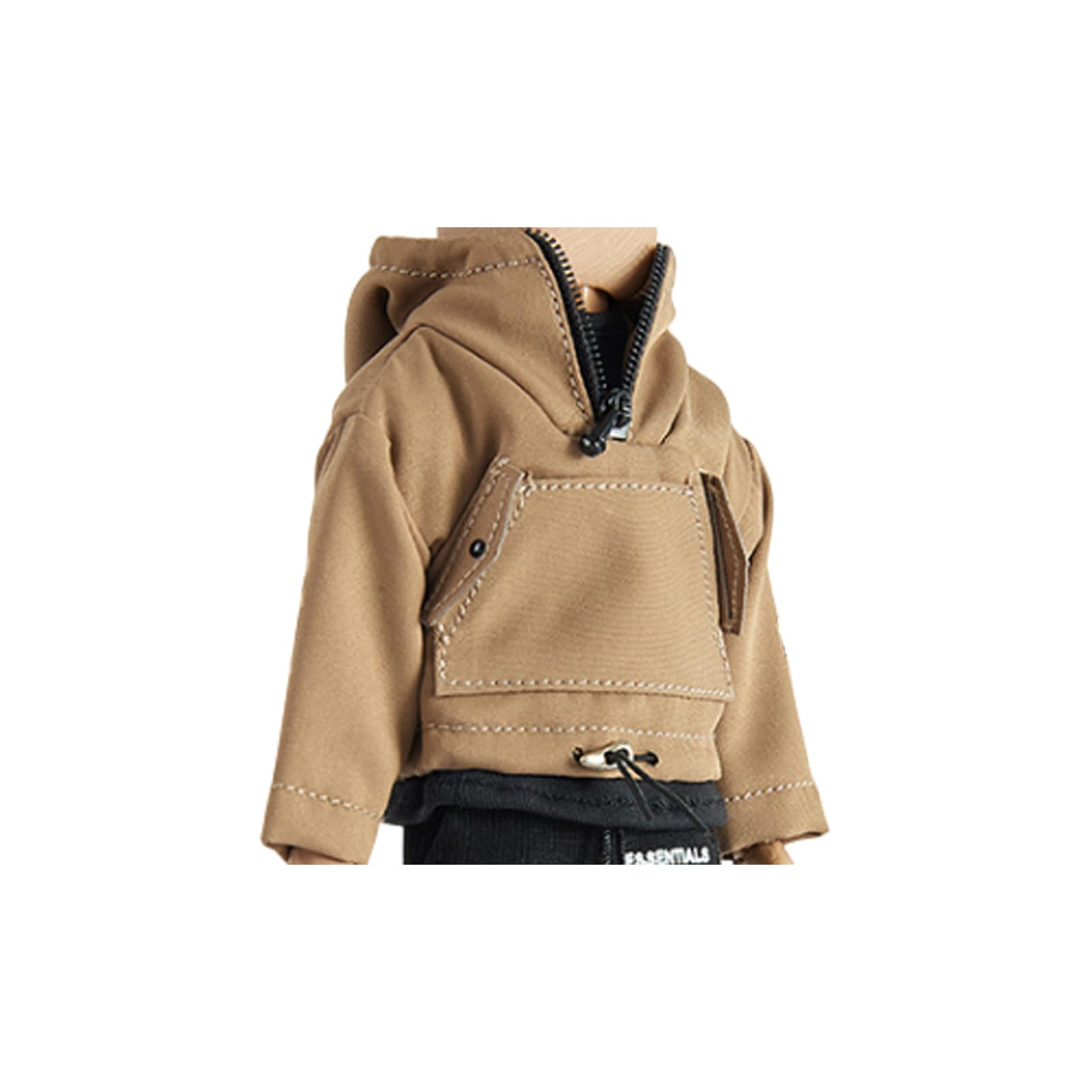 1/12 Action Figure Clothes,Half-Zip Hooded Jacket for 6 inch Action Figures,1:12 Scale Miniature Clothing,only Coat (Brown Hooded Jacket)