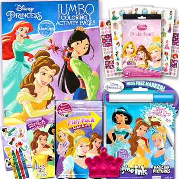 Disney Princess Coloring Book and Sticker Activity Set for Kids - Bundle with Princess Books, Princess Imagine Ink, Stickers, and More - Featuring