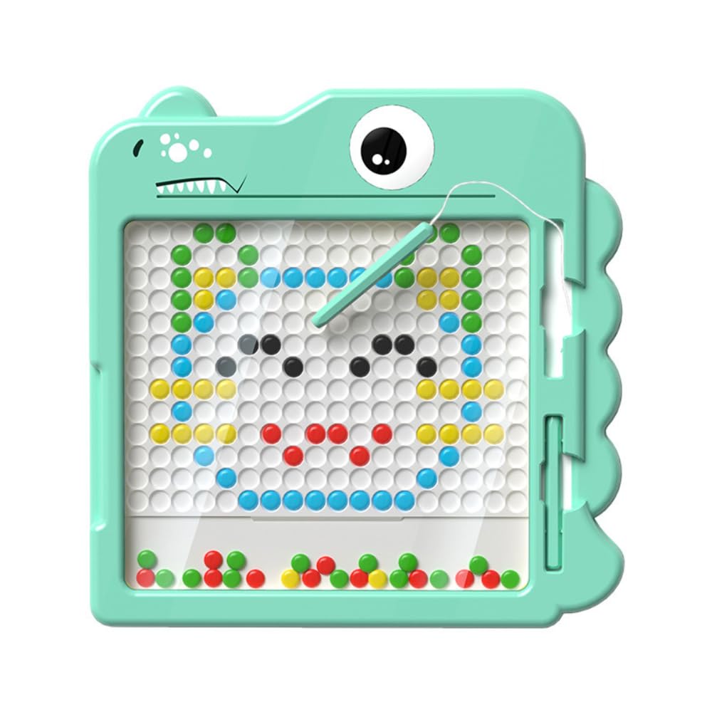Mandarooker Magnetic Drawing Board?Large Magnet Doodle Board with Pen and Dot Beads,20 Colored Pattern Cards,Montessori Toys and Travel Toys