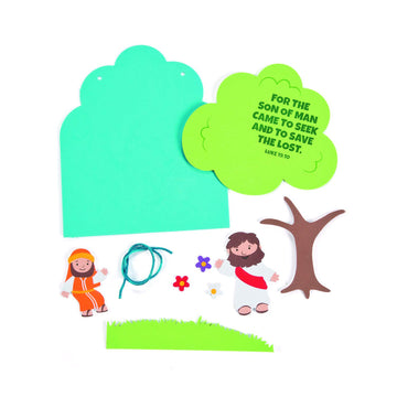 Fun Express Zacchaeus Sign Craft Kit - Religious Craft for Kid - Perfect for Sunday School - Vacation Bible School & Church Events - Fun DIY Activity